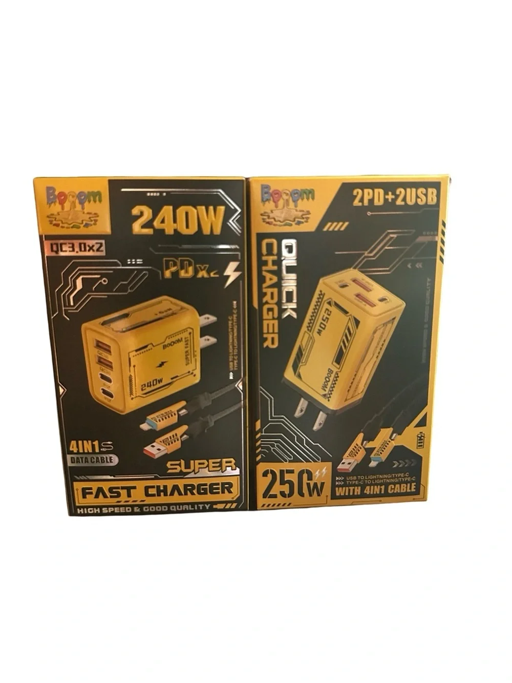 240W Fast USB-C PD & USB Wall Charger - Yellow